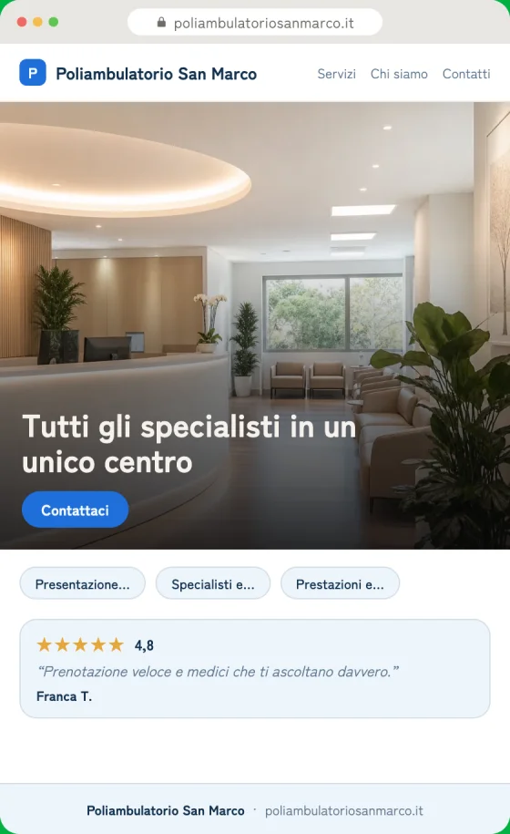 Anteprima della bozza del sito per Studi medici sullo schermo di un telefono